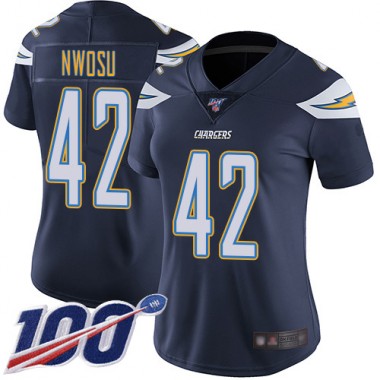 Los Angeles Chargers NFL Football Uchenna Nwosu Navy Blue Jersey Women Limited 42 Home 100th Season Vapor Untouchable